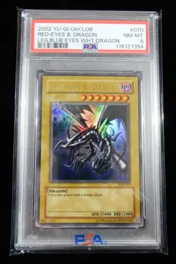 2002 Yu-Gi-Oh! Red-Eyes B. Dragon LOB-070 Ultra Rare NM Mint PSA 8 - Image 1