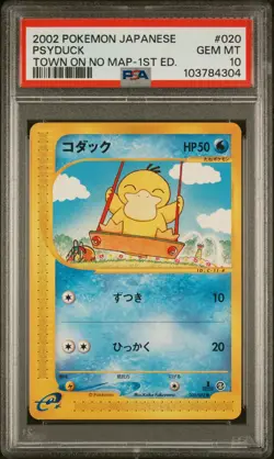 2002 POKEMON JPN THE TOWN ON NO MAP 1ST ED #020 PSYDUCK PSA 10 - Image 1