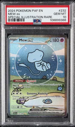 2024 POKEMON PAF EN-PALDEAN FATES SPECIAL ILLUSTRATION RARE #232 MEW EX PSA 10 - Image 1