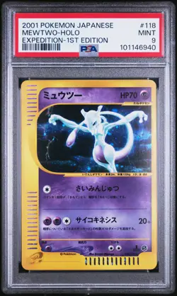 2001 POKEMON JPN EXPEDITION 1ST ED #118 MEWTWO-HOLO PSA 9 - Image 1