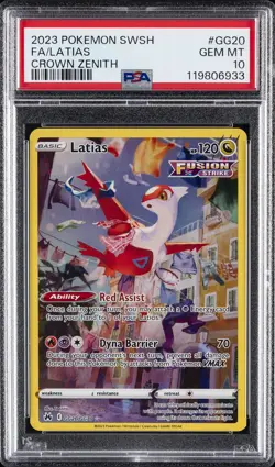 2023 POKEMON SWORD & SHIELD CROWN ZENITH #GG20 FULL ART/LATIAS PSA 10 - Image 1