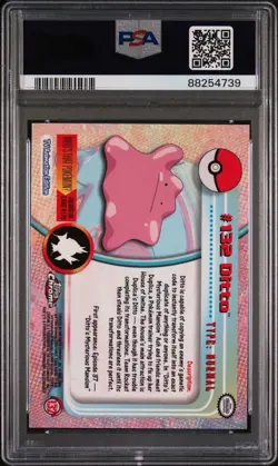 2000 Topps Chrome Ditto Pokemon TV Card #132 PSA Mint 9 - Image 2