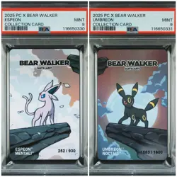 PSA 9 2025 POKEMON CENTER X BEAR WALKER CARDS ESPEON /930 & UMBREON /1600 - Image 1