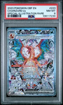 2023 POKEMON OBF EN-OBSIDIAN FLAMES SPECIAL ILLUSTRATION RARE CHARIZARD EX PSA 8 - Image 1
