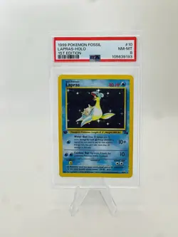 PSA 8 Pokemon Lapras 10/62 Fossil 1st Edition Holo Rare - Image 1
