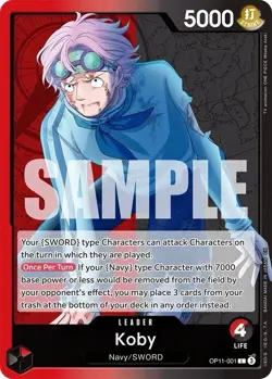 One Piece TCG Koby OP11-001 Leader Card - Image 1