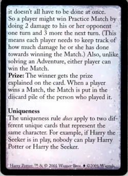 Harry Potter TCG Quidditch Cup Expansion (2001) Rules Card - Image 2