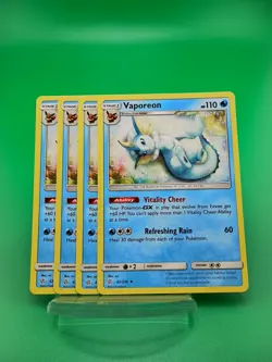 4x Vaporeon card 42/236 Sun & Moon Cosmic Eclipse 2019 Non-Holo Pokemon TCG NM - Image 1