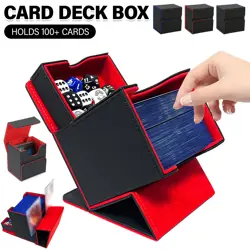 Magnetic PU Leather Card Deck Storage Box With Dice Tray For Trading Card Games - Image 1