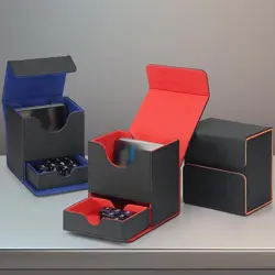 Magnetic PU Leather Card Deck Storage Box With Dice Tray For Trading Card Games - Image 5