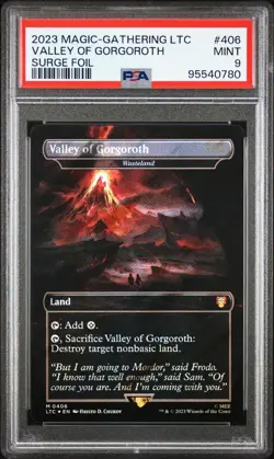 PSA 9 Valley Of Gorgoroth Surge Foil - 0406 - Lord of the Rings LOTR MTG Mint - Image 1
