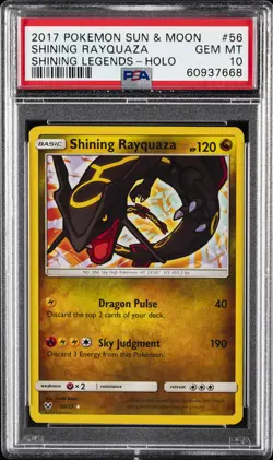 2017 POKEMON SUN & MOON SHINING LEGENDS #56 SHINING RAYQUAZA-HOLO PSA 10 - Image 1