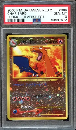 Pokemon 2000 Reverse Foil Charizard #006 Promo Neo 2 PSA 10 GEM MINT - Image 1