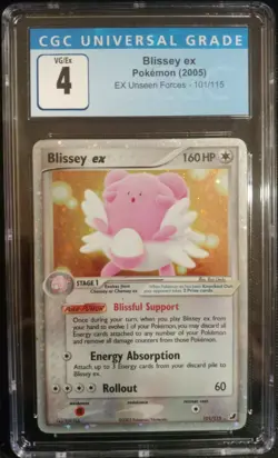 Blissey ex 101/115 EX Unseen Forces Holo Rare CGC 4 VG/Ex Pokemon TCG - Image 1