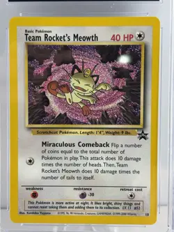 Team Rocket's Meowth 18/53 Wotc Black Star Promo Pokemon CGG 10 **GEM MINT** - Image 2