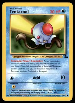 Pokemon Fossil (1999) Card Tentacool Common No. 56 - Image 1