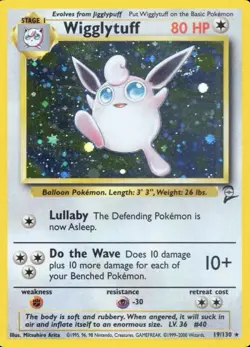 🎀Pokemon TCG | Wigglytuff | 19/130 | Base Set 2 | Holo | Vintage WOTC | NM🎀 - Image 1