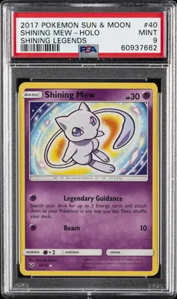 2017 POKEMON SUN & MOON SHINING LEGENDS #40 SHINING MEW-HOLO PSA 9 - Image 1