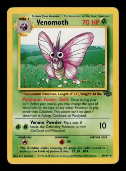 Venomoth 29/64 - LP - Jungle, WOTC Pokemon Vintage 1999 - Image 1