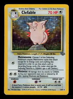 Clefable 1/64 Holo - MP - Jungle, WOTC Pokemon Vintage 1999 - Image 1