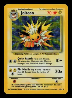 Jolteon 4/64 No Symbol Error Holo - LP - Jungle, WOTC Pokemon Vintage 1999 - Image 1