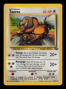 Tauros 47/64 - LP - Jungle, WOTC Pokemon Vintage 1999 - Image 1