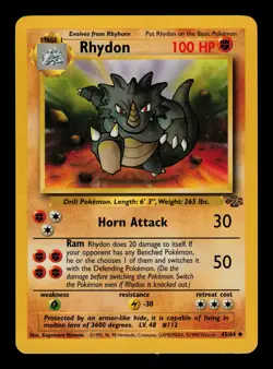 Rhydon 45/64 - LP - Jungle, WOTC Pokemon Vintage 1999 - Image 1