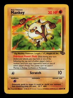 Mankey 55/64 - LP - Jungle, WOTC Pokemon Vintage 1999 - Image 1