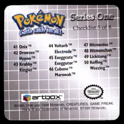 Artbox Pokemon Action Flipz Series One (1999) #109 Koffing / #110 Weezing No. 50 - Image 2