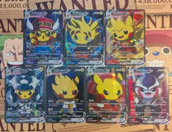 Goku, Vegeta Dragon Ball Z x Pikachu Custom Cosplay Pokemon Card Full Art Holo - Image 1