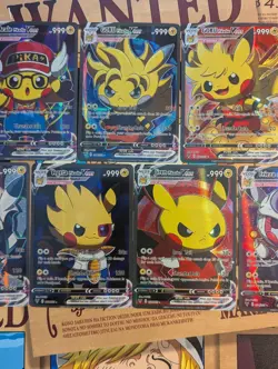 Goku, Vegeta Dragon Ball Z x Pikachu Custom Cosplay Pokemon Card Full Art Holo - Image 3