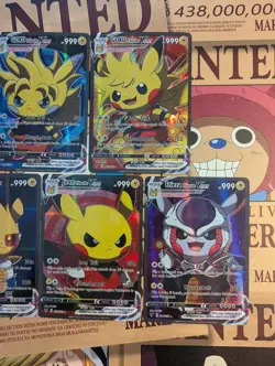 Goku, Vegeta Dragon Ball Z x Pikachu Custom Cosplay Pokemon Card Full Art Holo - Image 4