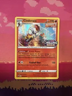 Pokemon Card Cinderace SWSH112 Black Star Promo Chilling Reign Near Mint - Image 1