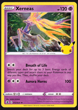 Xerneas 012/025 Celebrations Holo 2021 Pokemon TCG Card NM - Image 1