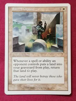 Magic The Gathering 7TH EDITION SACRED GROUND white card MTG - Image 1