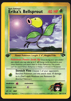 Erika's Bellsprout 1st Edition 38/132 Gym Challenge Pokemon TCG Card HP - Image 1