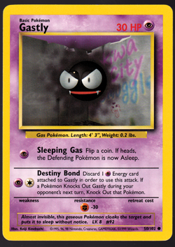 Gastly 50/102 Base Set 1999 Pokemon TCG Card NM - Image 1