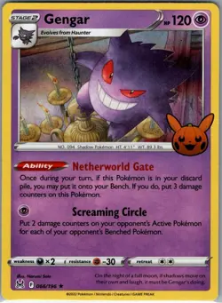 Gengar 066/196 Screaming Circle Rare HOLO FOIL Pokemon TCG NEW PACK FRESH 2022 - Image 1