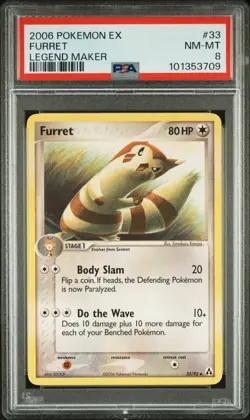 2006 POKEMON EX LEGEND MAKER #33 FURRET PSA 8 - Image 1