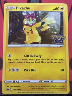 Pikachu SWSH234 Promo Sword & Shield Pokemon Go Pokemon TCG Holo 2022 NM - Image 3