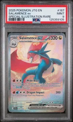 2025 POKEMON JTG SPECIAL ILLUSTRATION RARE #187 SALAMENCE EX PSA 9 - Image 1