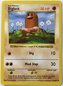 POKEMON DIGLETT 47/102 BASE SET SHADOWLESS COMMON NEAR MINT - Image 1