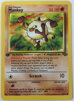 POKEMON 1ST. EDITION MANKEY 55/64 JUNGLE UNCOMMON NEAR MINT - Image 1