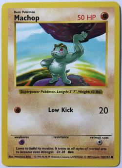 POKEMON SHADOWLESS MACHOP 52/102 BASE SET COMMON NEAR MINT - Image 1