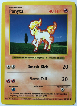 POKEMON SHADOWLESS PONYTA 60/102 BASE SET COMMON NEAR MINT - Image 1