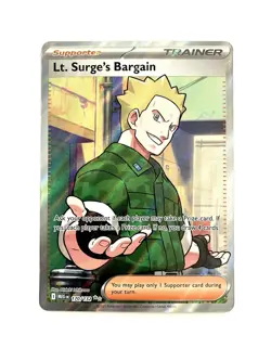 Lt. Surge's Bargain 170/132 Mega Evolution Ultra Rare Full Art Pokemon TCG NM - Image 1