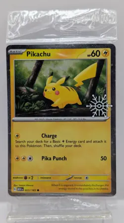 Pikachu 025/165 Holiday Calendar Stamp Promo Holo Pokemon TCG Card SEALED NEW - Image 1