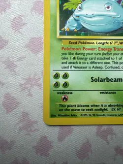 LP-MP Pokemon Card Venusaur 15/102 Base Set Unlimited 1999 WOTC Holo Rare - Image 2