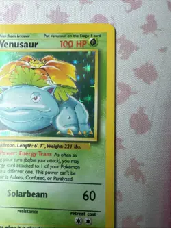 LP-MP Pokemon Card Venusaur 15/102 Base Set Unlimited 1999 WOTC Holo Rare - Image 5