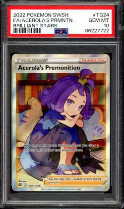 PSA 10 GEM MINT Acerola's Premonition TG24/TG30 Full Art Brilliant Stars Pokemon - Image 1